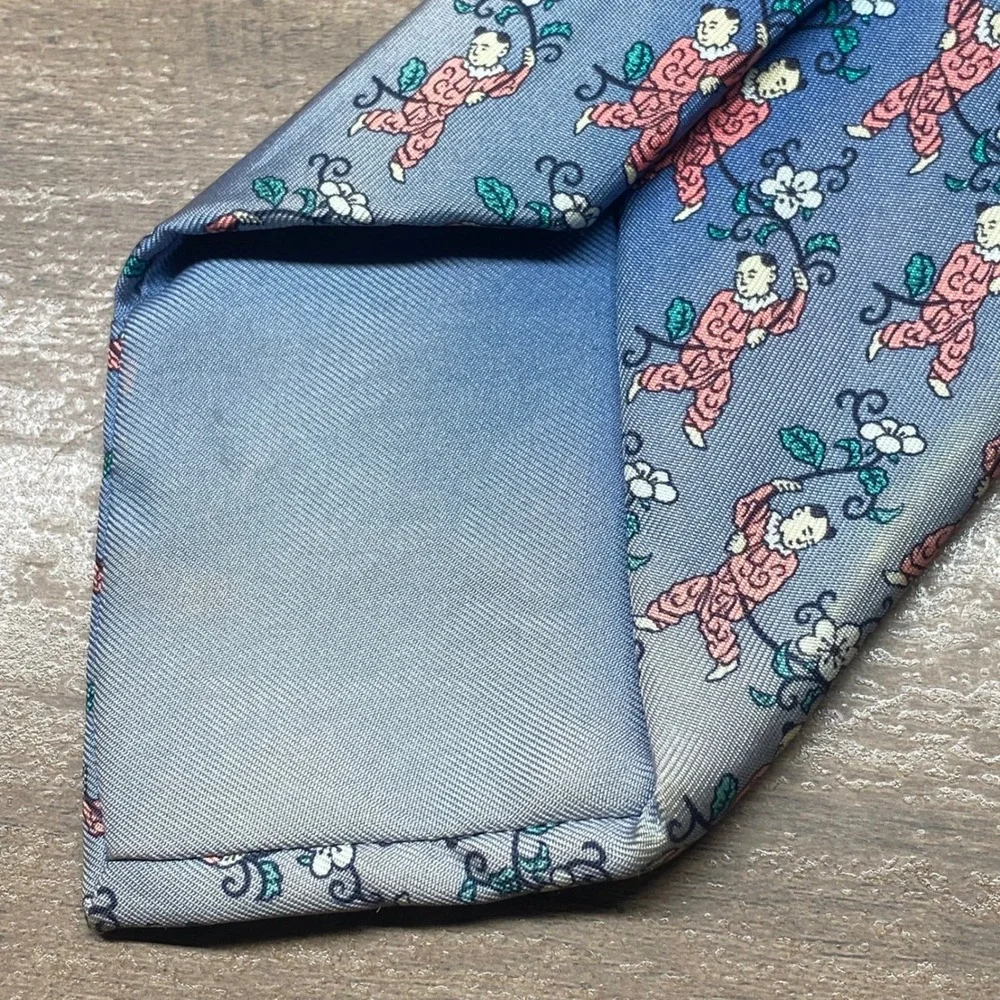 Rare Vintage Hermes Novelty Silk Tie Asian Floral Motif 7238 MA France Luxury